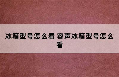 冰箱型号怎么看 容声冰箱型号怎么看